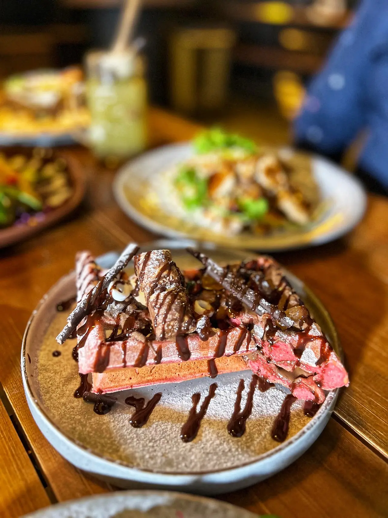 Sliced BBQ chicken steak with sauce