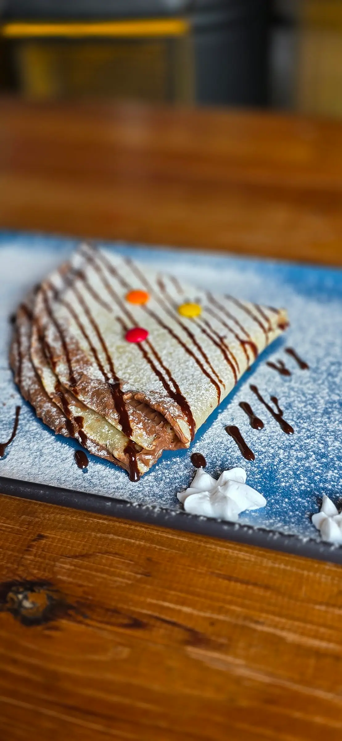 Crepe drizzled with chocolate