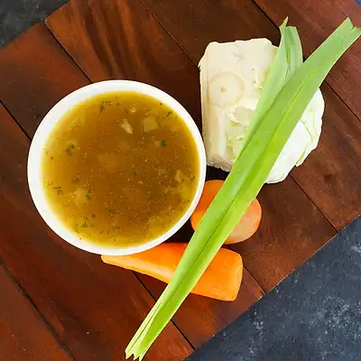 Bowl of mixed vegetable soup